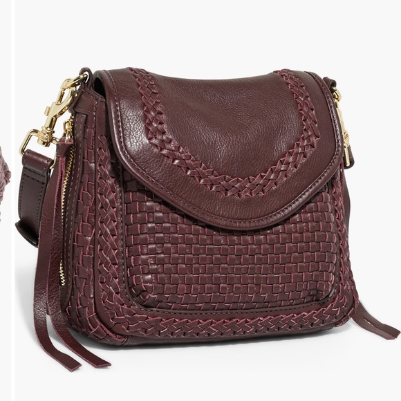 Aimee Kestenberg All For Love Mini Woven Leather Crossbody, True Plum, like new - Picture 4 of 12